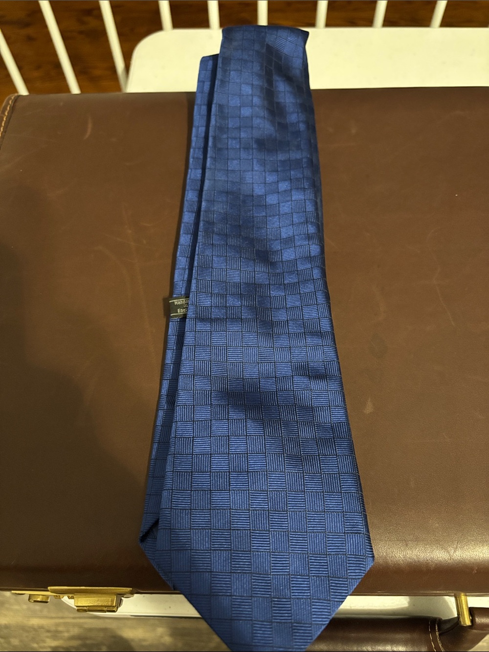 Thomas Pink Deep Blue Checkered Silk Tie
